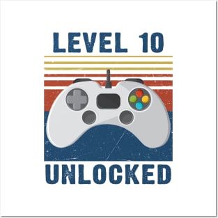 Level 10 unlocked funny gamer 10th birthday Posters and Art